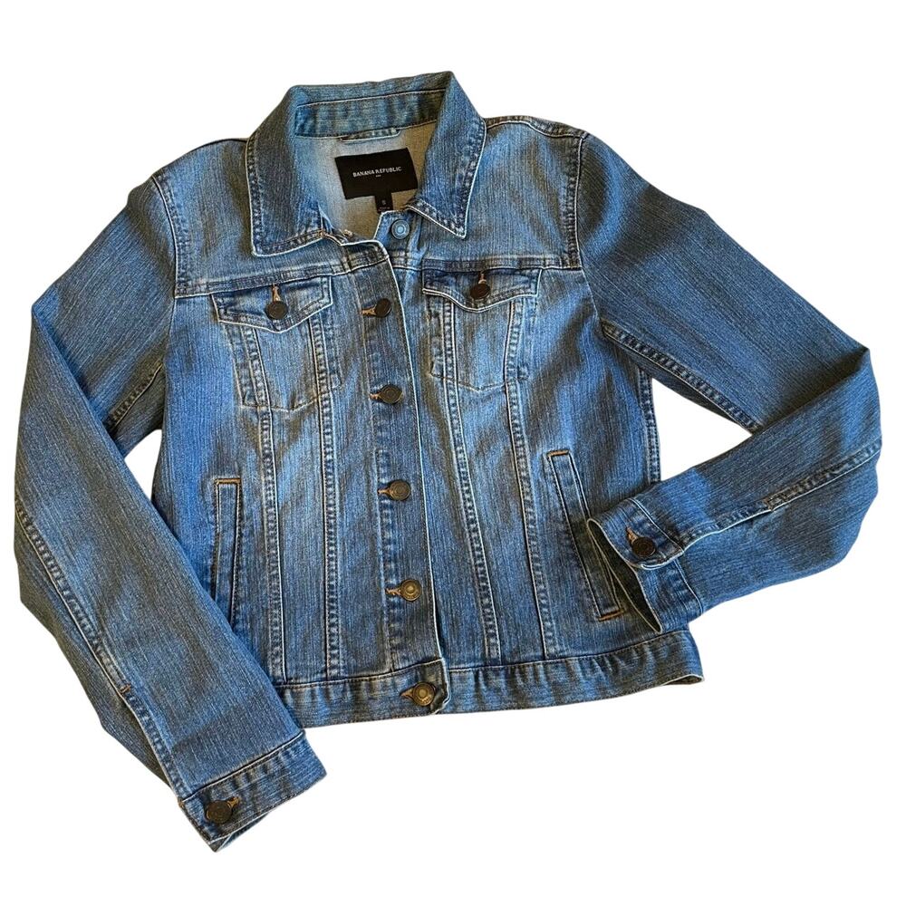 Banana Republic Medium Wash Y2K Boho Style Button Up Denim Jack Small - Picture 1 of 10